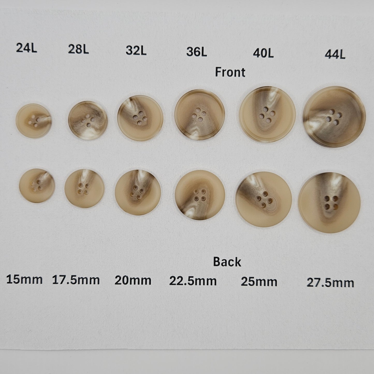 4 Holes Faux Horn Button with Rim
