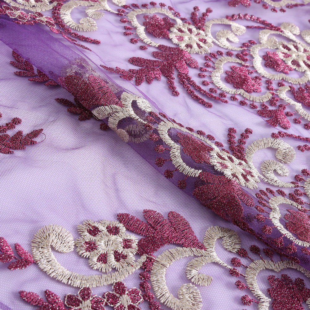 Polyester Flower Pattern Emboidery Fabric