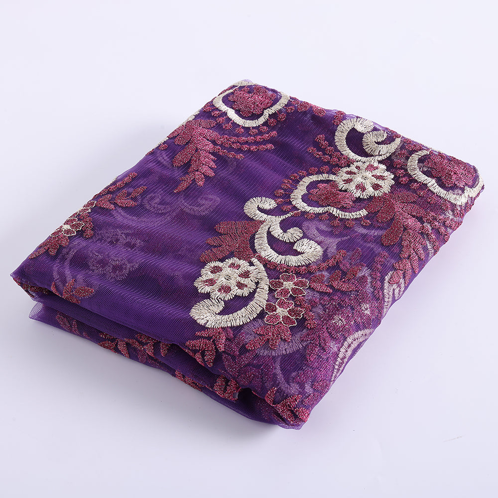Polyester Flower Pattern Emboidery Fabric
