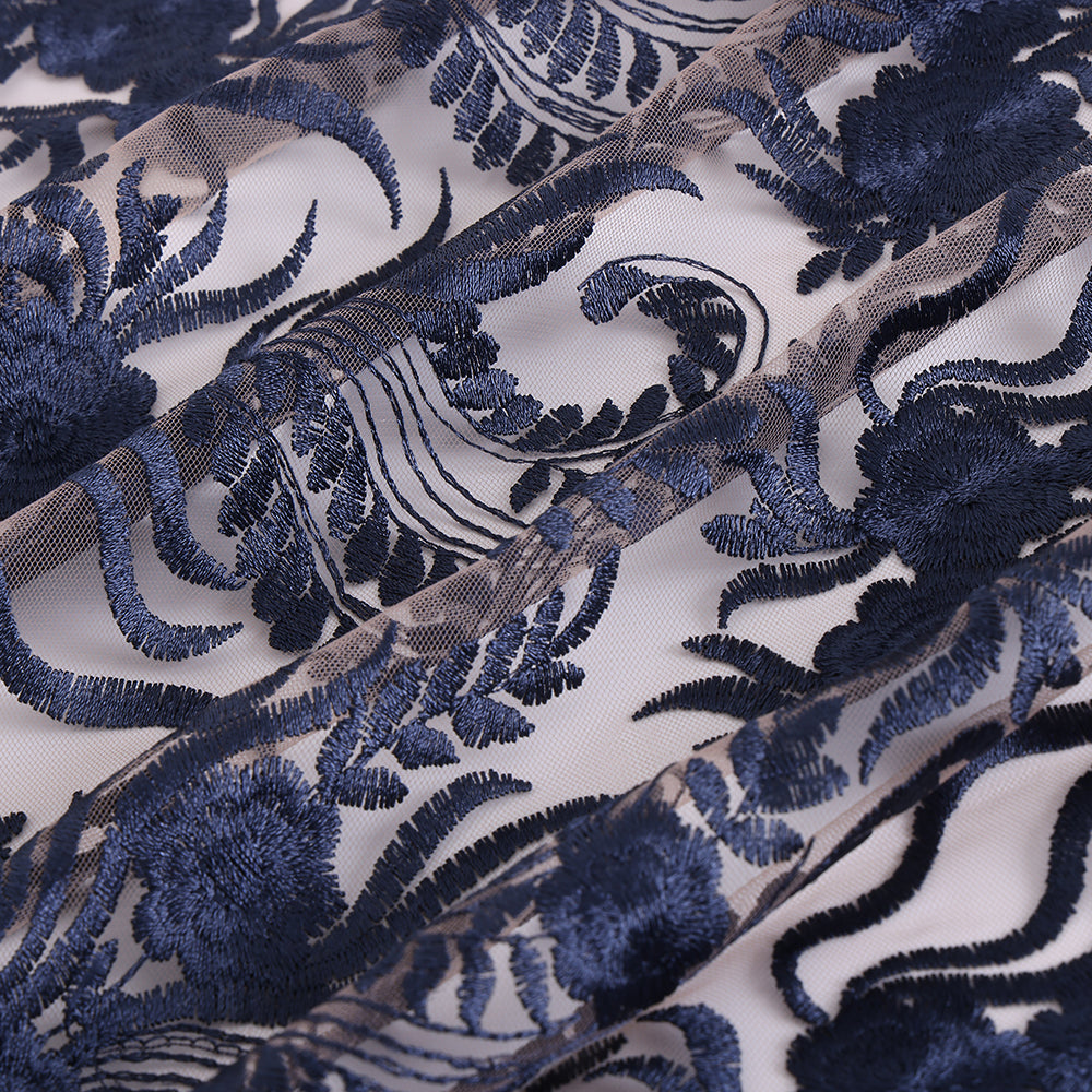 Polyester Flower Pattern Emboidery Fabric