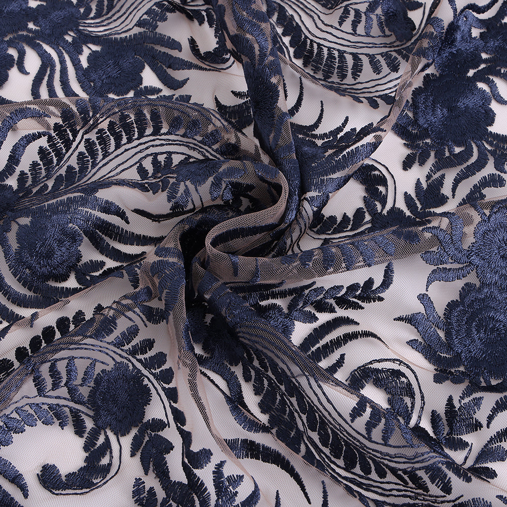 Polyester Flower Pattern Emboidery Fabric
