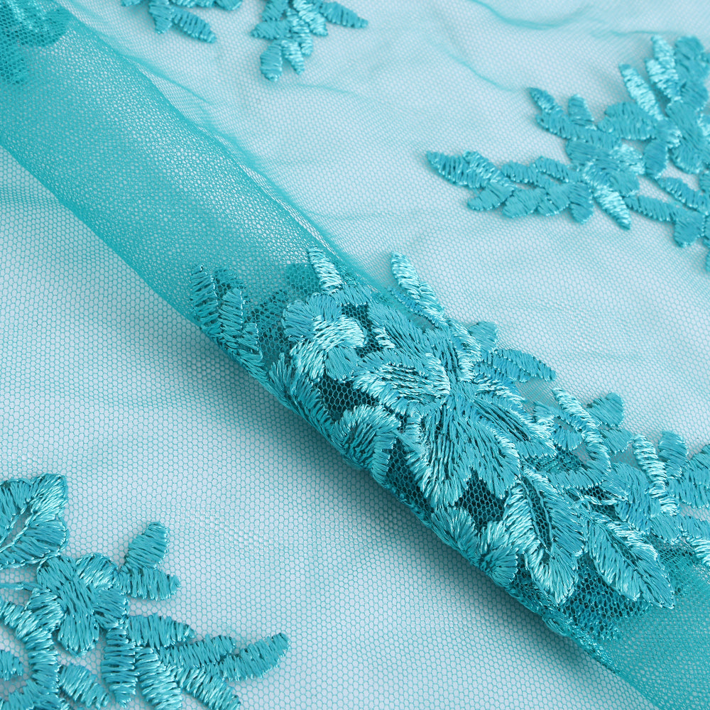 Polyester Flower Pattern Emboidery Fabric