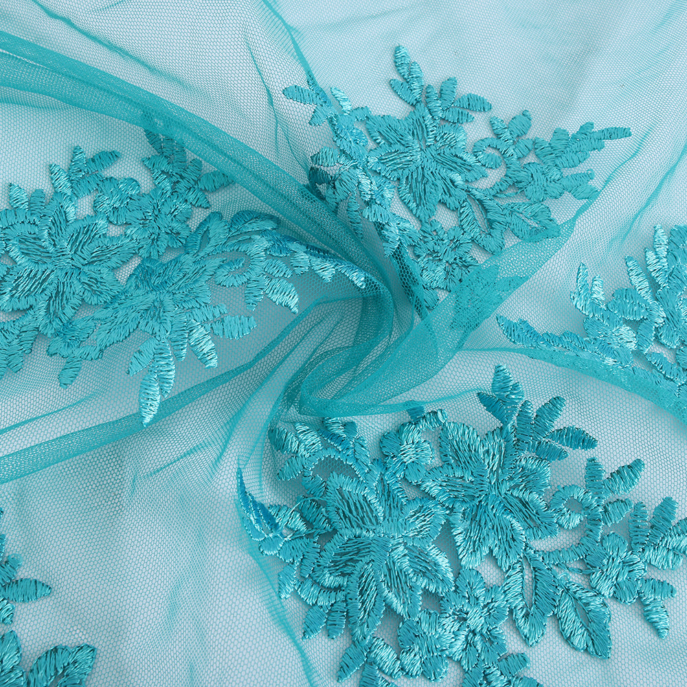 Polyester Flower Pattern Emboidery Fabric
