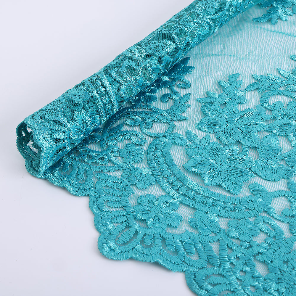 Polyester Flower Pattern Emboidery Fabric