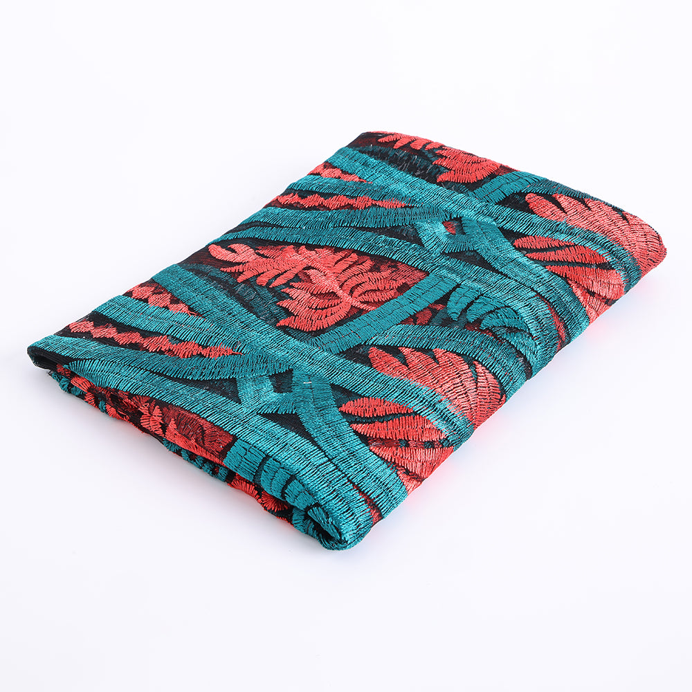 Polyester Flower Pattern Emboidery Fabric