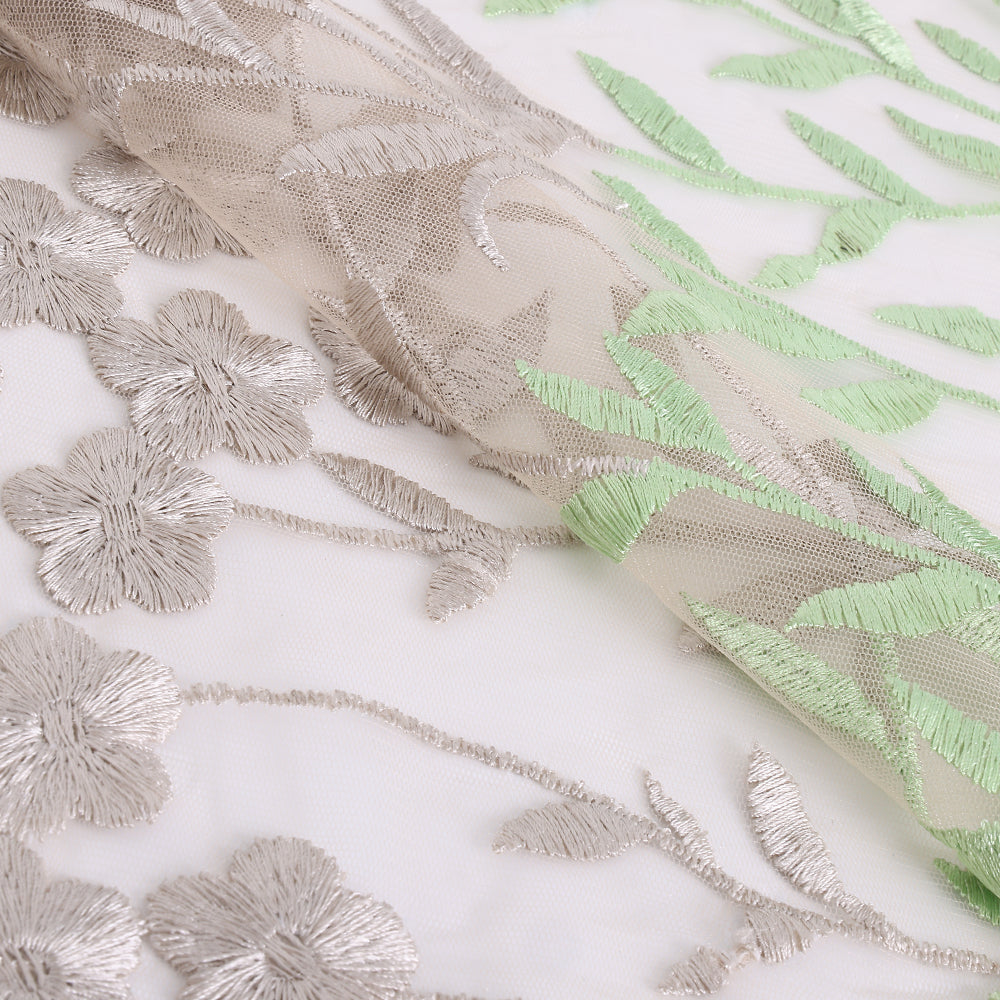 Polyester Flower Pattern Emboidery Fabric