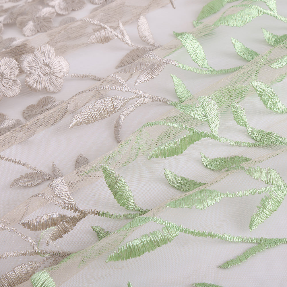 Polyester Flower Pattern Emboidery Fabric