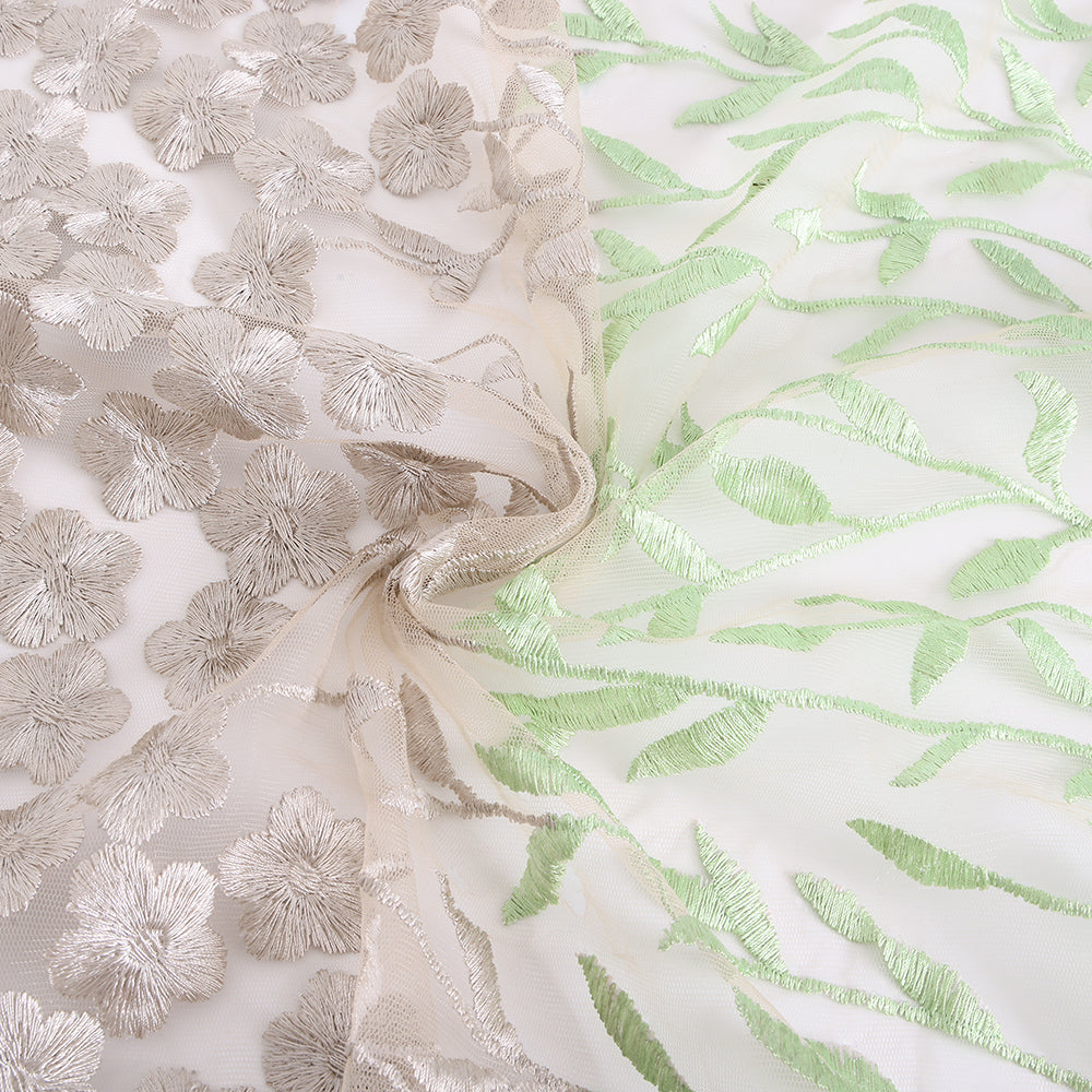 Polyester Flower Pattern Emboidery Fabric
