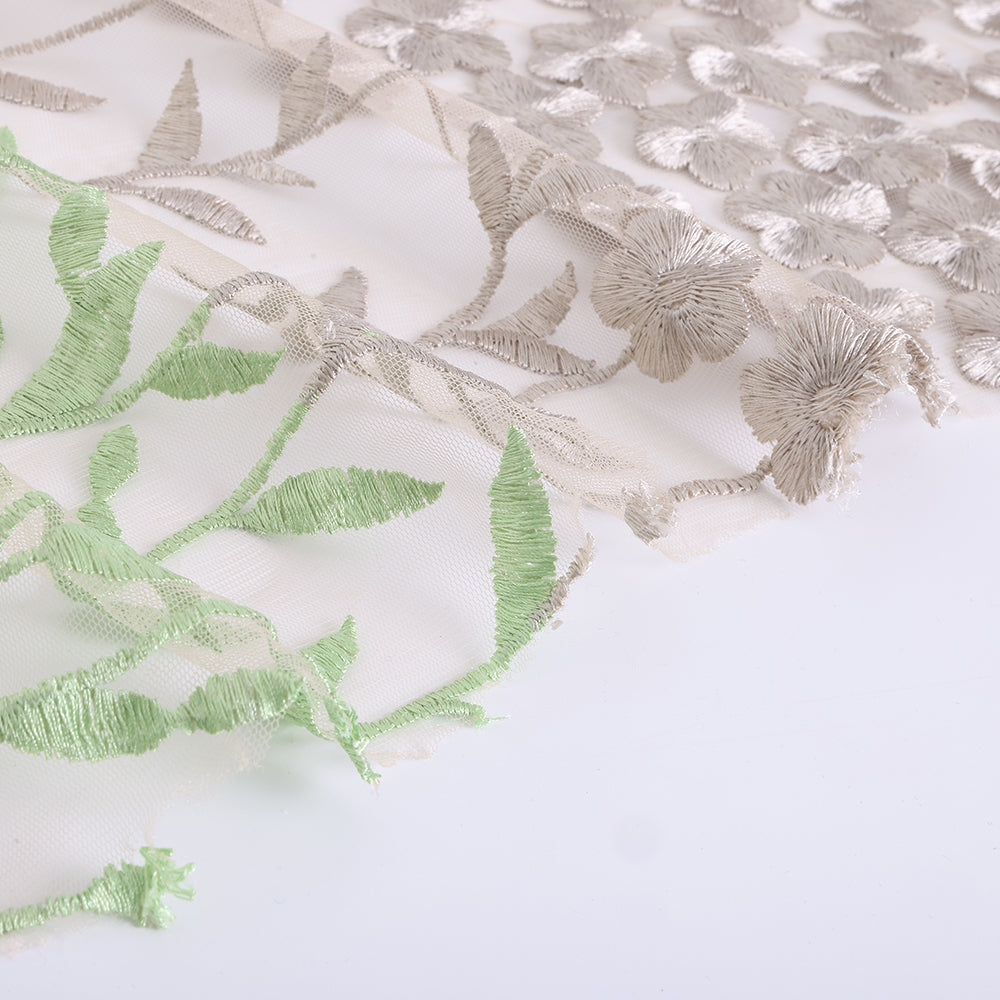 Polyester Flower Pattern Emboidery Fabric