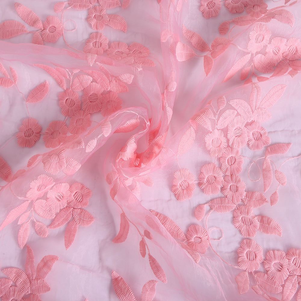 Polyester Flower Pattern Embroidery Lace Fabric