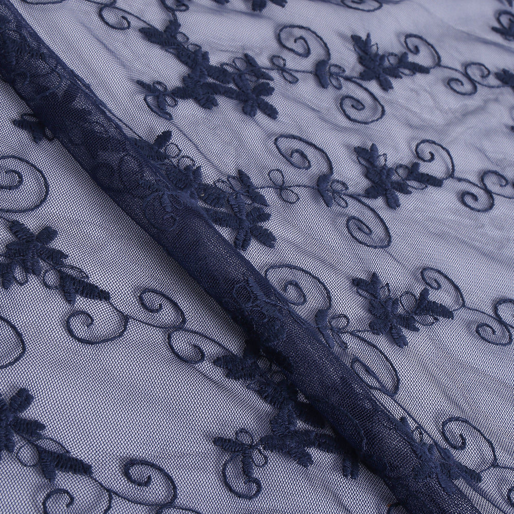 Polyester Spandex Flower Pattern Embroidery Lace Fabric
