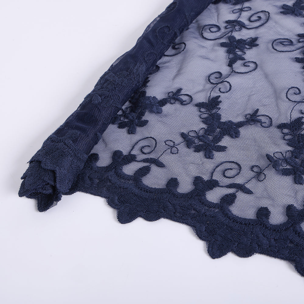 Polyester Spandex Flower Pattern Embroidery Lace Fabric