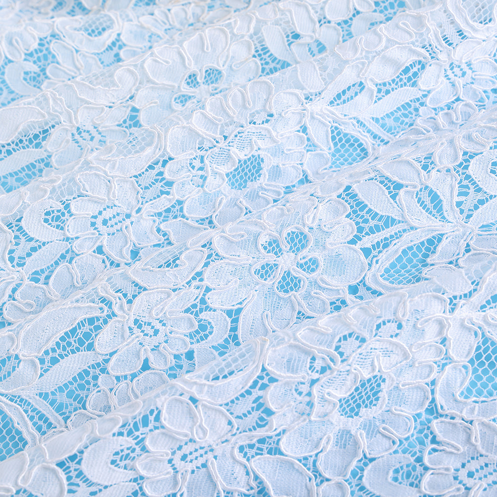 Polyester Flower Pattern Lace Fabric