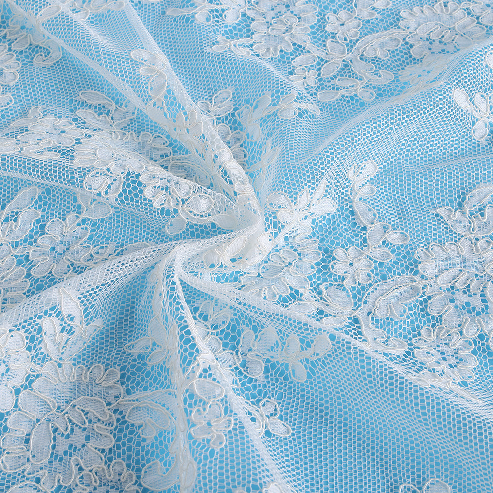Polyester Flower Pattern Lace Fabric