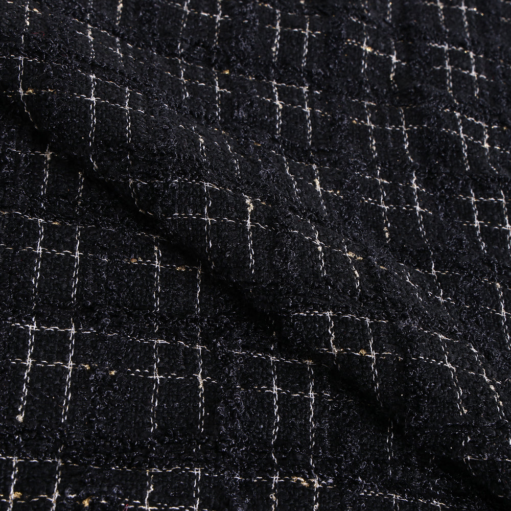 Polyester Stripe Pattern Tweed Fabric