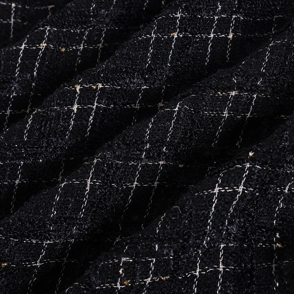 Polyester Stripe Pattern Tweed Fabric