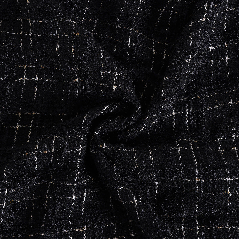 Polyester Stripe Pattern Tweed Fabric