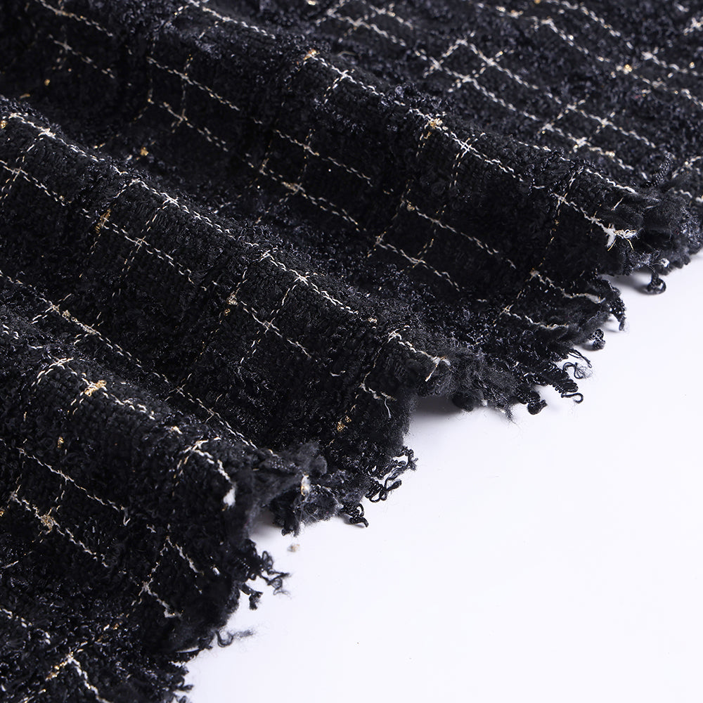 Polyester Stripe Pattern Tweed Fabric