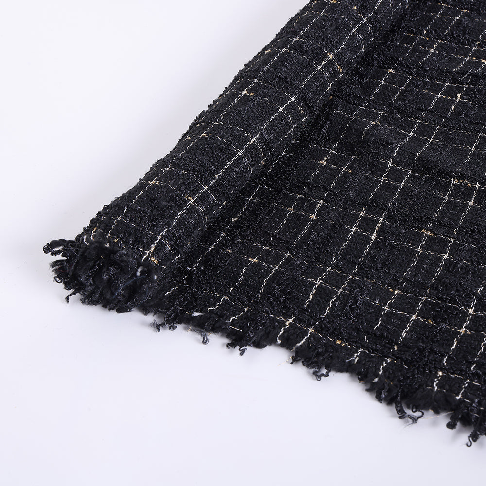 Polyester Stripe Pattern Tweed Fabric